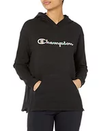 Bluzy damskie - Champion Damska bluza z kapturem, średniej ciężkości, z nadrukiem graficznym, czarna-586fta, rozmiar L - miniaturka - grafika 1