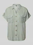 Koszule damskie - Bluzka koszulowa o kroju regular fit z czystej wiskozy model ‘BUMPY’ - miniaturka - grafika 1