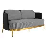 Sofy i kanapy - Materiałowa sofa glamour Venice KH1501100165 King Home pepitka ekoskóra czarny biały złoty - miniaturka - grafika 1