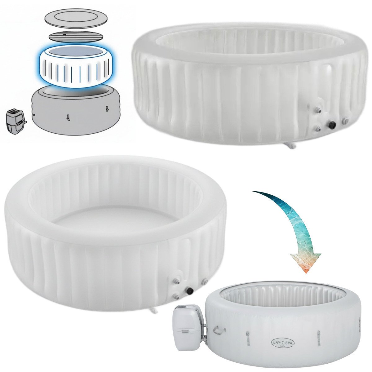 Bestway NOWY WKŁAD DMUCHANY PRZEŹROCZYSTY DO LAY-Z-SPA PARIS 196 x 66 cm