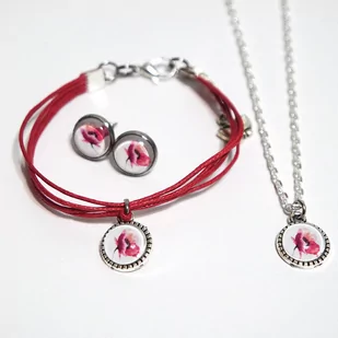 Komplet mini - Mak - kolczyki, bransoletka, naszyjnik - Zestawy biżuterii dla kobiet - miniaturka - grafika 1