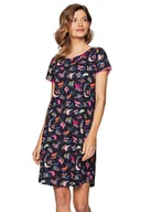 Bielizna nocna - Luksusowa koszula damska Sarah granatowa z ptakami S - miniaturka - grafika 1