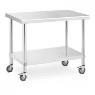 Meble gastronomiczne - Stół ze stali nierdzewnej na kółkach - 60 x 100 cm - 155 kg ROYAL CATERING 10012802 RCAT-100/60-W - miniaturka - grafika 1