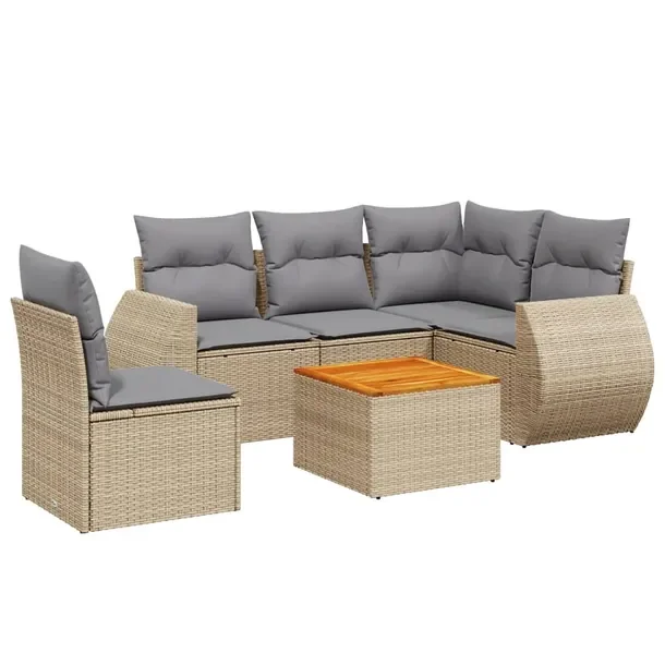 Zestaw Mebli Ogrodowych Rattan PE, Beżowy, Stół 55x55x37 cm