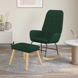 Fotel bujany z podnóżkiem, ciemnozielony, tkanina - Fotele - miniaturka - grafika 1