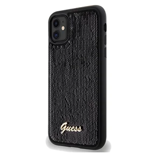 Guess GUHCN61PSFDGSK iPhone 11 / Xr 6.1" czarny/black hardcase Sequin Script Metal - Etui i futerały do telefonów - miniaturka - grafika 1