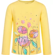 Bluzki dla dziewczynek - T-shirt z długim rękawem dla dziewczynki, z kwiatami, żółty 9-13 lat - miniaturka - grafika 1