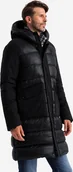 Kurtki męskie - Kurtka męska Ombre Długa pikowana męska kurtka z dużymi kieszeniami czarna V1 OM-JALJ-0165 M - miniaturka - grafika 1