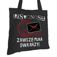 Torby i wózki na zakupy - Torba Bawełniana dla Listonosza Czarna Na Prezent ekologiczna Trwały Nadruk - miniaturka - grafika 1