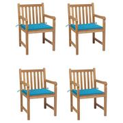 Fotele i krzesła ogrodowe - vidaXL Lumarko Krzesła ogrodowe, 4 szt., niebieskie poduszki, drewno tekowe! 3073008 - miniaturka - grafika 1