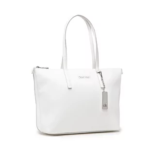 Calvin Klein Torebka Shopper Md K60K608283 Ck White YAF - Torebki damskie - miniaturka - grafika 1