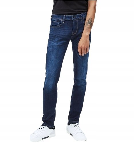 PEPE JEANS JEANSY MĘSKIE PROSTE CIEMNY DENIM Z PRZETARCIAMI W29 L34 XQA