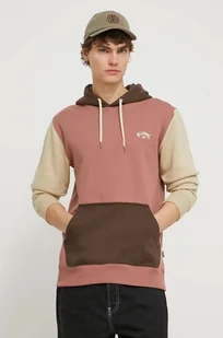 Billabong bluza męska kolor różowy z kapturem z aplikacją - Bluzy męskie - miniaturka - grafika 1
