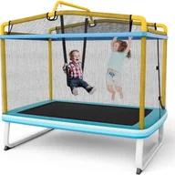 Trampoliny - Trampolina dziecięca 3 w 1, drążek do ćwiczeń, trampolina fitness z siatką zabezpieczającą i osłoną krawędzi, trampolina do użytku wewnątrz i na - miniaturka - grafika 1