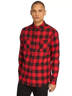 Urban Classics Męska koszula flanelowa w kratkę, z długim rękawem, górna część dla mężczyzn z kieszeniami na piersi, dostępna w wielu wariantach kolorystycznych, rozmiary XS-5XL, Blk/Red, M - Koszule męskie - miniaturka - grafika 1