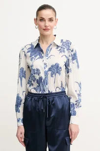 Guess koszula CLARA damska kolor beżowy regular z kołnierzykiem klasycznym W5GH85 WH6C0 - Koszule damskie - miniaturka - grafika 1