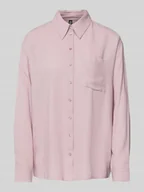 Koszule damskie - Bluzka koszulowa o kroju relaxed fit z mieszanki wiskozy i lnu model ‘PIA’ - miniaturka - grafika 1