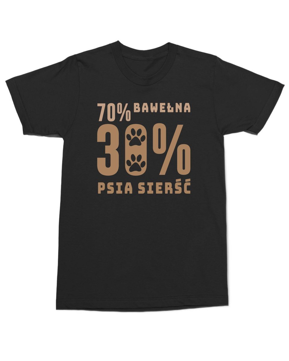 Koszulka dla psiarza 70% bawełna 30% sierść Pies Psia Śmieszna Czarna M