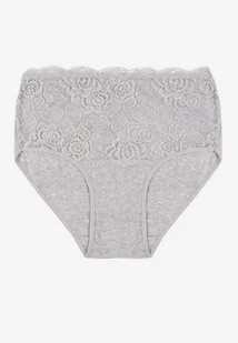 Szare Bawełniane Majtki Figi z Koronkowymi Zdobieniami Idissa - Majtki damskie - miniaturka - grafika 1