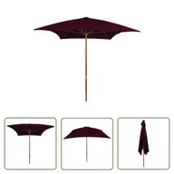 Parasole ogrodowe - The Living Store Parasol ogrodowy na drewnianym słupku - bordowy - 200x300 cm - Parasol Ogrodowy - miniaturka - grafika 1