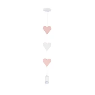 Wisząca lampa drewniana Hearts serduszka białe różowe - Lampy sufitowe - miniaturka - grafika 1