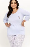 Piżamy damskie - Bawełniana piżama damska 3/4 niebieska Ariella Maxi 3257, Kolor niebieski-wzór, Rozmiar 4XL, Taro - Primodo.com - miniaturka - grafika 1