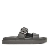 Klapki i japonki damskie - Klapki Tommy Hilfiger Double Strap FW0FW09114 Szary - miniaturka - grafika 1