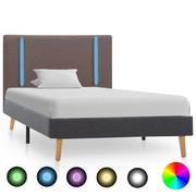 Łóżka - vidaXL Rama łóżka z LED, taupe-ciemnoszara, tkanina, 100 x 200 cm - miniaturka - grafika 1