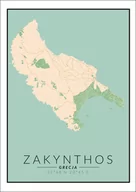 Plakaty - Galeria Plakatu, Plakat, Zakynthos wyspa mapa kolorowa, 50x70 cm - miniaturka - grafika 1