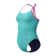 Stroje kąpielowe dla dziewczynek - Strój kąpielowy jednoczęściowy dziewczęcy na basen Speedo Solid Line - miniaturka - grafika 1