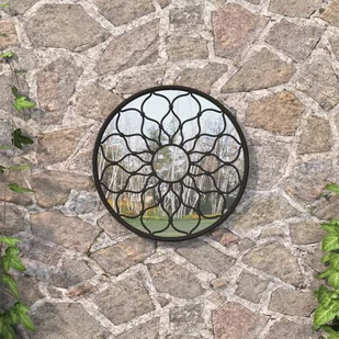 vidaXL Lustro ogrodowe, czarne, 60x3 cm, okrągła żelazna rama - Pozostałe ozdoby ogrodowe - miniaturka - grafika 1