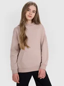 Bluzy dla dziewczynek - 4F Bluza dresowa nierozpinana z kapturem dziewczęca - beżowa 122 (6-7 lat) - miniaturka - grafika 1