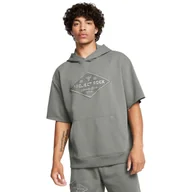 Bluzy sportowe męskie - Męska bluza dresowa z kapturem Under Armour Project Rock Heavyweight Tools Of The Trade Short Sleeve Hoodie - zielona - UNDER ARMOUR - miniaturka - grafika 1