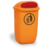 Kosze na śmieci - B2B Partner Zewnętrzny miejski kosz na śmieci na słupek, uliczny, 50 l, 425 x 320 x 780 mm, pomarańczowy XDL-50C-4 - miniaturka - grafika 1