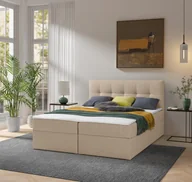 Łóżka - Łóżko kontynentalne Toronto 140200 Herbi 55 - Latte z materacem bonell i topperem - miniaturka - grafika 1