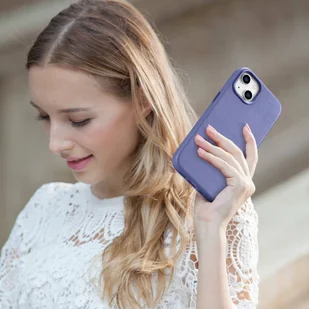 iCarer Case Leather pokrowiec etui z naturalnej skóry do iPhone 14 Plus jasnofioletowy (kompatybilne z MagSafe) - Etui i futerały do telefonów - miniaturka - grafika 22