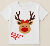 Koszulki dla dziewczynek - Koszulka z reniferem i imieniem dla dziewczynki na Mikołajki - miniaturka - grafika 1
