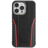 Etui i futerały do telefonów - Audi Genuine Leather MagSafe iPhone 15 Pro Max 6.7" czarno-czerwony/black-red hardcase AU-TPUPCMIP15PM-R8/D3-RD - miniaturka - grafika 1