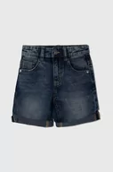 Spodnie i spodenki dla chłopców - United Colors of Benetton szorty jeansowe dziecięce kolor niebieski regulowana talia - miniaturka - grafika 1