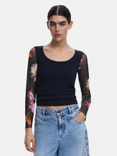 Desigual Bluzka Flint 25SWTK93 Czarny Slim Fit - Bluzki damskie - miniaturka - grafika 1