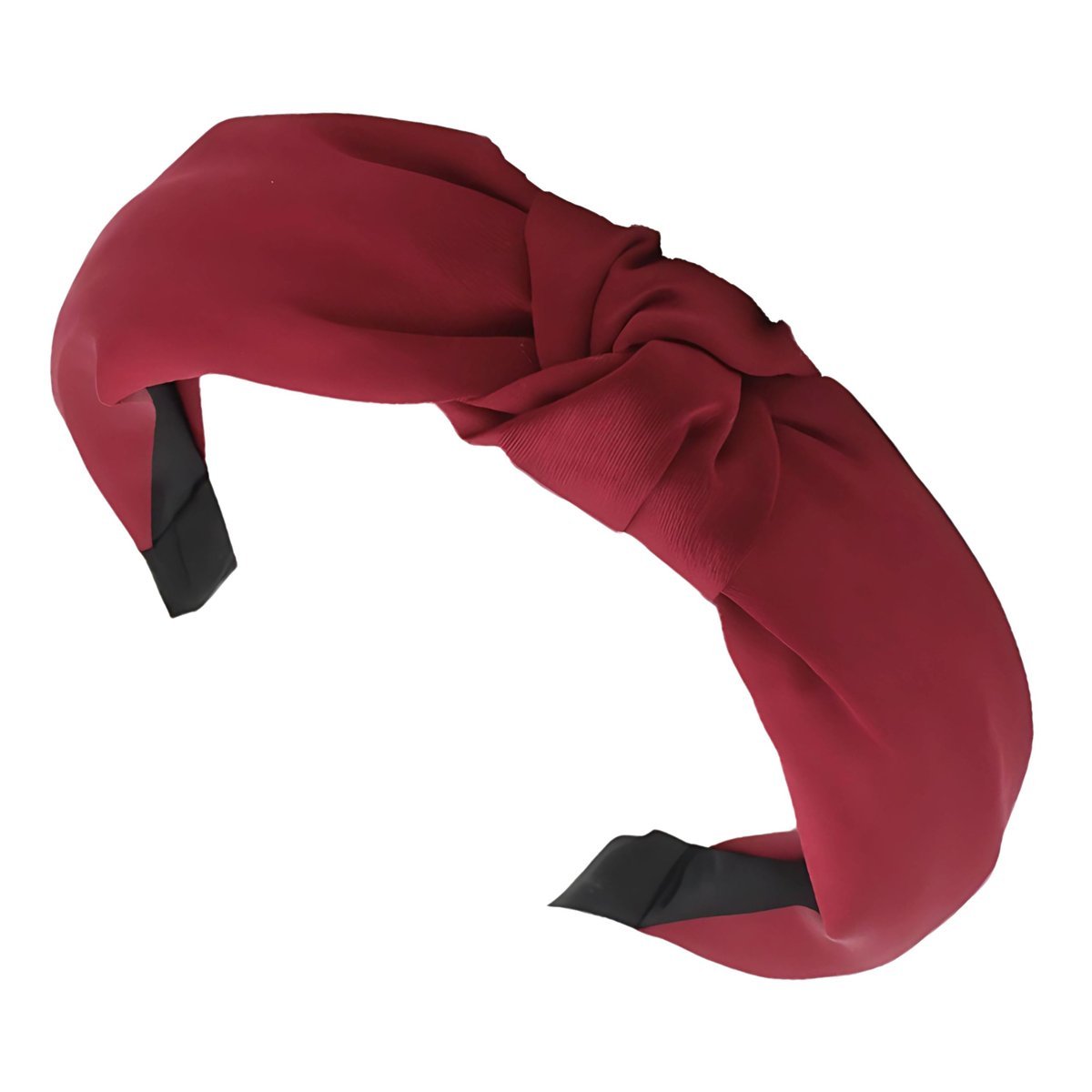 Opaska do Włosów Bordowa na Głowę Szeroka z Supłem Gładka i Wygodna