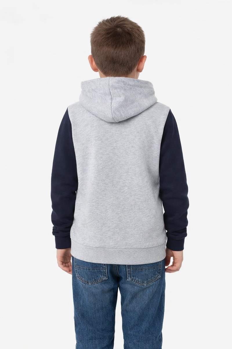 GUESS BLUZA DZIECIĘCA Z KAPTUREM WZÓR LOGO SZARO CZARNA 122 1I3A