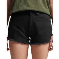 Spodenki damskie - Spodenki damskie Superdry Lace Hot szorty jeansowe czarne -W24 - miniaturka - grafika 1