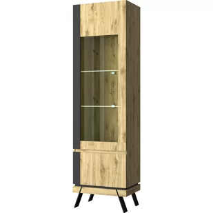 Witryna 1D1W Lewa Street Mebel Bos Dąb Navarra, Czarny - Witryny - miniaturka - grafika 1