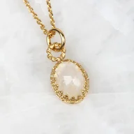 Naszyjniki - Minimalistyczny złoty naszyjnik z kamieniem księżycowym w stylu Vintage - miniaturka - grafika 1