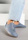 Trampki damskie - Niebieskie Tenisówki bez Zdobień z Ekoskóry Verillis - Renee - miniaturka - grafika 1