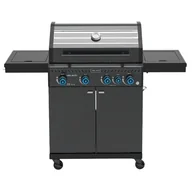 Grille gazowe - VELACO Grill gazowy ogrodowy ZEUS-C 135x53x112 cm z rusztem żeliwnym pokrywą i półkami o mocy 14,5 KW kolor CZARNY - miniaturka - grafika 1