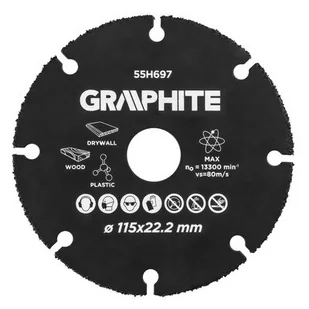 Tarcza tnąca 115 mm do drewna i tworzyw sztucznych Graphite - 55H697 - Tarcze do pił - miniaturka - grafika 1