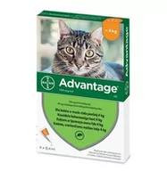 Artykuły przeciw pasożytom - Bayer Advantage krople na pchły dla kotów o masie ciała <4kg 4x0,4ml - miniaturka - grafika 1