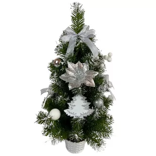 Choinka sztuczna dekorowana w doniczce srebrna 60 cm - Choinki - miniaturka - grafika 1